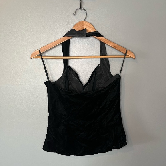 McNaughton x Vintage Black Velvet Iridescent Sparkle Polka Dot Skirt Halter Set - Picture 4 of 12